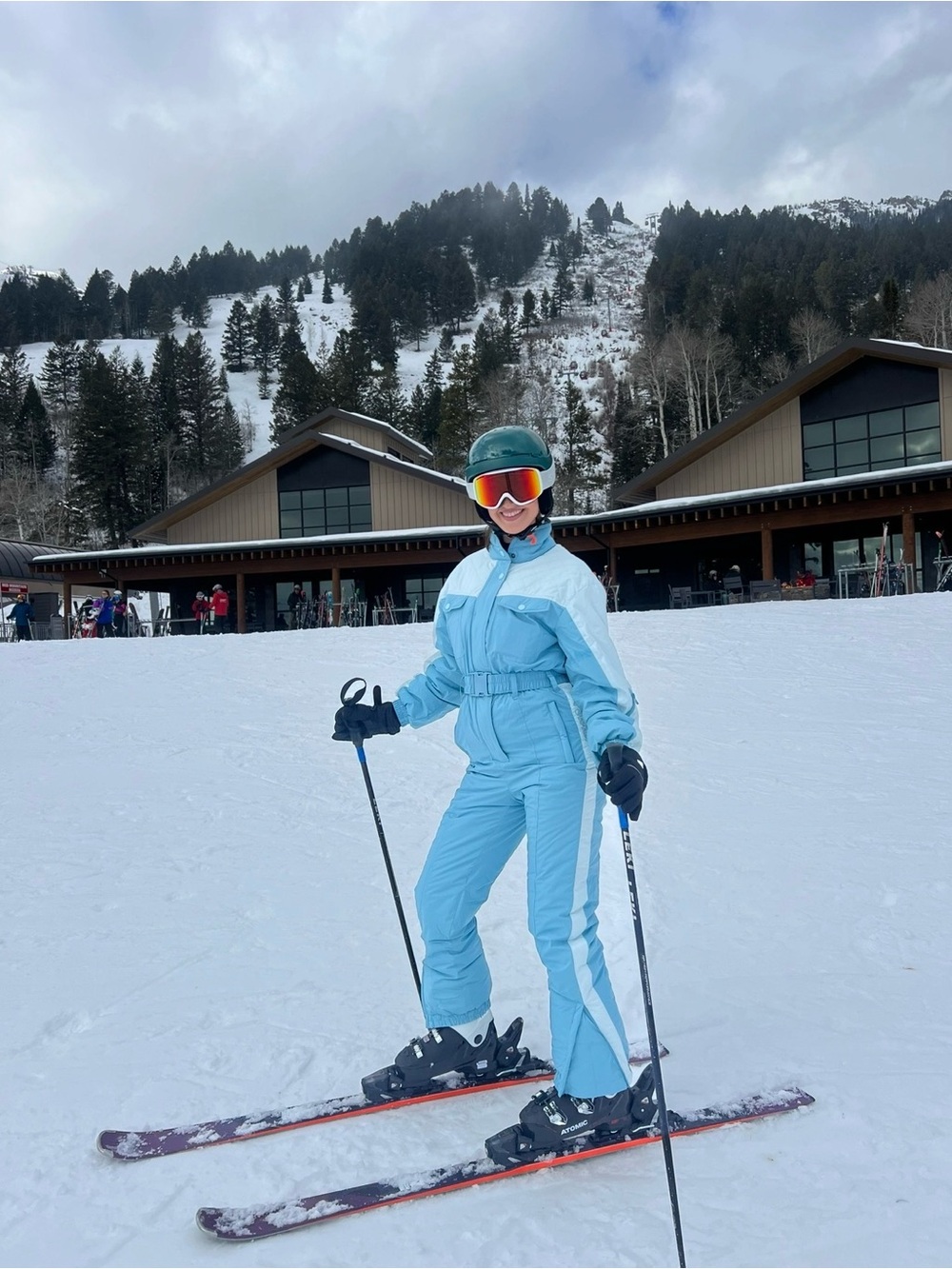 Women's Light Blue Ski One-Piece Jumpsuit - Performance Ski Jacket & Bib